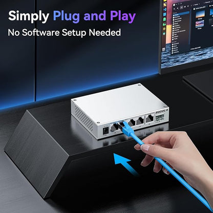 SODOLA 2.5Gb Switch Unmanaged,5 x 2.5G Base-T Ports, 1x 10G SFP+, Aluminum Alloy Cooling & Magnetic Mounting,2.5 Gigabit Network Switch Fanless Plug & Play, 2.5 Gigabit Switch,Lifetime Protection
