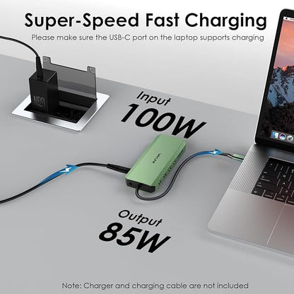 WAVLINK USB C Docking Station Dual Monitor, USB Type C Hub Triple Display, USB C to 2 HDMI,DisplayPort, PD Charging, Ethernet, 5 USB, SD/TF Read, Audio for MacBook Dell HP Lenovo Surface, Green