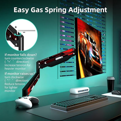 Suptek Monitor Mount Gas Spring Arm Desk Mount Stand - Fully Adjustable, Fits 32 inch Monitors, Weight Capacity up to 22 lbs (MD8WR)