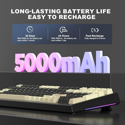 YUNZII YZ98 Gasket Mechanical Keyboard,99 Key Hot Swappable BT5.0/2.4G/USB-C Wireless NKRO 98% 1800 Layout with RGB LED Backlit for Linux/Win/Mac(Milk Switch, Black)