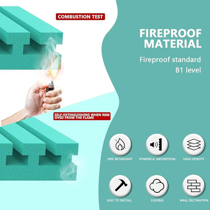 Sound Proof Foam Panels for Walls， 24pack 1" X 12" X 12" Acoustic Foam Panels Insulation Studio Soundproofing Fire Resistant Noise Absorbing for Studio, Office, Home (GZ-L 12" X 12" X 1", 24PACK)