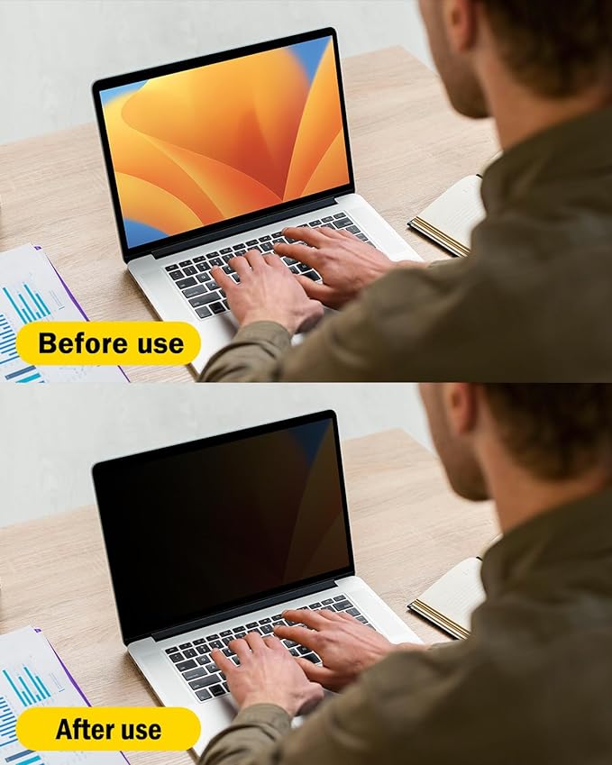 F FORITO 17.3 Inch 16:9 360° Laptop Privacy Screen Protector, Anti Peeping and Anti Glare Laptop Privacy Shield, Reduce Eye Strain & Eye Protection