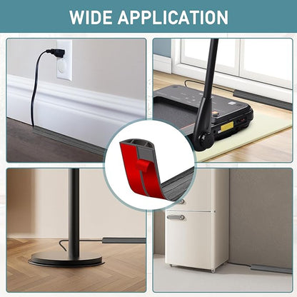 Floor Cord Cover Self Adhesive Cord Hider Floor Extension Cord Covers for Floor Power Cord Protector Cable Management Prevent Cable Trips Cable Cavity 0.47" W x 0.27" H (Deep Grey Wood, 10Ft)