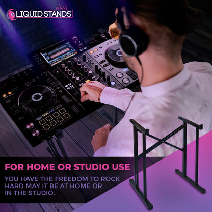 Liquid Stands Portable Audio Mixer Stand - Angled Foldable & Adjustable Studio Music Mixer Synth, MPC Stand For Drum Machines, DJ Turntables, Audio Rack Music Equipment & More