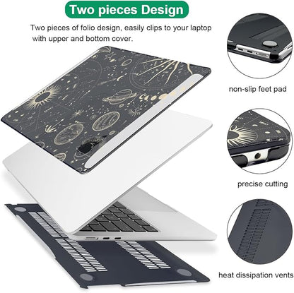 for 2025 MacBook Air 13.6 Inch Case M4 A3240 M3 A3113 M2 A2681 2022 2023 2024 Release, Printed Pattern Plastic Hard Shell Case Keyboard Cover for Mac 13 Air M4 Chip Touch ID, Constellation