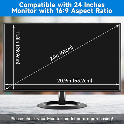 24 Inch Anti Blue Light Screen Protector for Standard or Curved, Eye Protection Anti Glare Screen Protector for 24'' Sceptre/LG/Dell/HP/Acer/ViewSonic/ASUS/Aoc/Samsung Monitor with 16:9 Aspect Ratio