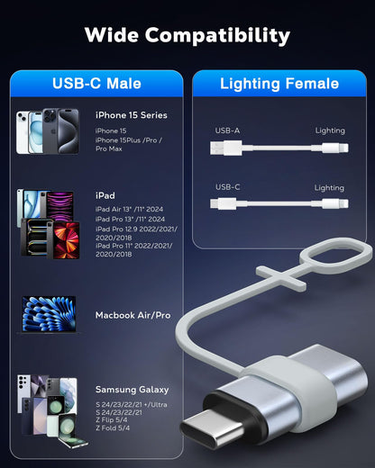 MoKo Lightning to USB-C Adapter for iPhone 17 16 15, Charge Only, 4 PCS