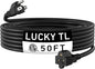 LUCKY TL Indoor Outdoor Extension Cord, 16/3 Gauge Black Long Extension Cord 50ft, Waterproof Flexible Case, Made of Pure Copper, 13A 1625W 16AWG SJTW, 3 Prong Heavy Duty Wire, ETL