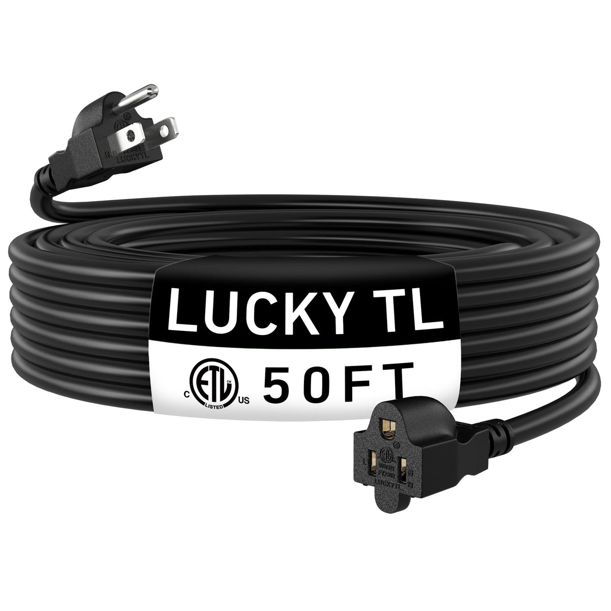 LUCKY TL Indoor Outdoor Extension Cord, 16/3 Black 25FT