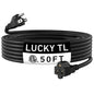 LUCKY TL Indoor Outdoor Extension Cord, 16/3 Black 25FT
