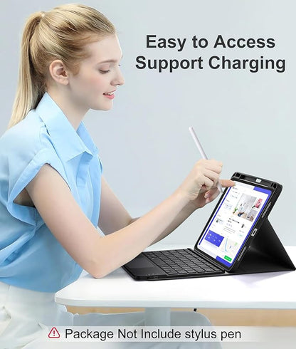 Compatible with iPad Air 11 Inch & Air 5th/ Air 4th Generation Case with Keyboard - Multi-Touch Trackpad, 7-Color Backlit, Detachable Folio Cover for Air 11-inch M3/M2 (2025/2024) (Black)