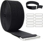 2" x32ft Reusable Cinch Strap with 20 Metal Buckles, Cut-to-Length Fastening Securing Straps, Adjustable Nylon Cable Straps and Cord Ties for Organizer or Storage, 2 inch Wide, Black