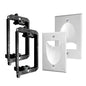 1 Pack Wall Plate Cable Pass Through with Bracket - In Wall Cable Management Kit - Recessed Cable Wall Plate Pair with Single Gang Low Voltage Mounting Bracket - Decorator Cover for Low Voltage Cables