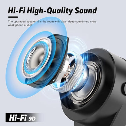 Wireless Induction Speaker- 4 in1 Bluetooth Speaker Phone Stand with Colorful Ambient Light 360° Rotation Compatible with iPhone/Android/iPad/Samsung Galaxy- Unique Birthday Gift for Men Women Adults