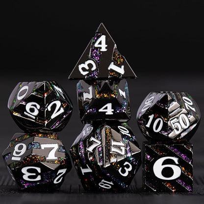 Maywin Inlay Metal Dice Set 7pcs – Heavy Zinc Alloy DND & RPG Dice for Tabletop Games