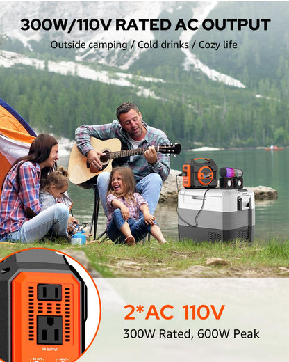 Portable Solar Generator, 300W Portable Power Station with Foldable 40W Solar Panel, 220Wh 60000mAh Battery Power Pack with 110V Pure Sine Wave AC for Camping RV Van Emergency Backup