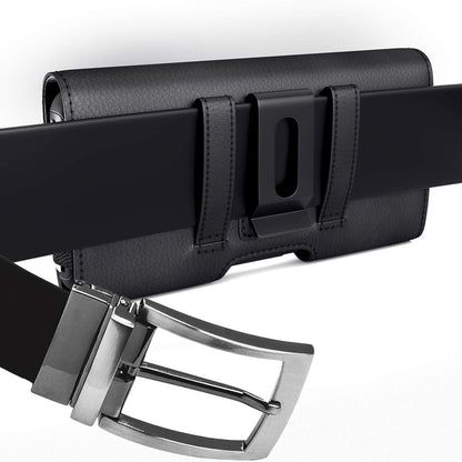 PiTau Holster for iPhone SE, 8, 7, 6s, 6, Premium Cell Phone Belt Holder Case with Clip Loops ID Card Carrying Pouch Cover, (Fits Apple Phone with Case on) Black Small