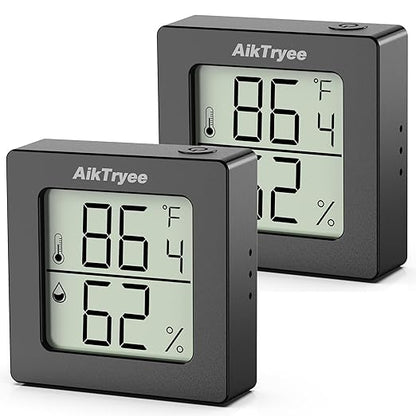 2 Pcs Digital Hygrometer Indoor Thermometer Humidity Meter Room Thermometer with Temperature and Humidity Monitor Mini Hygrometer Thermometers ℉/℃ for Greenhouse Cellar by QPEUIM