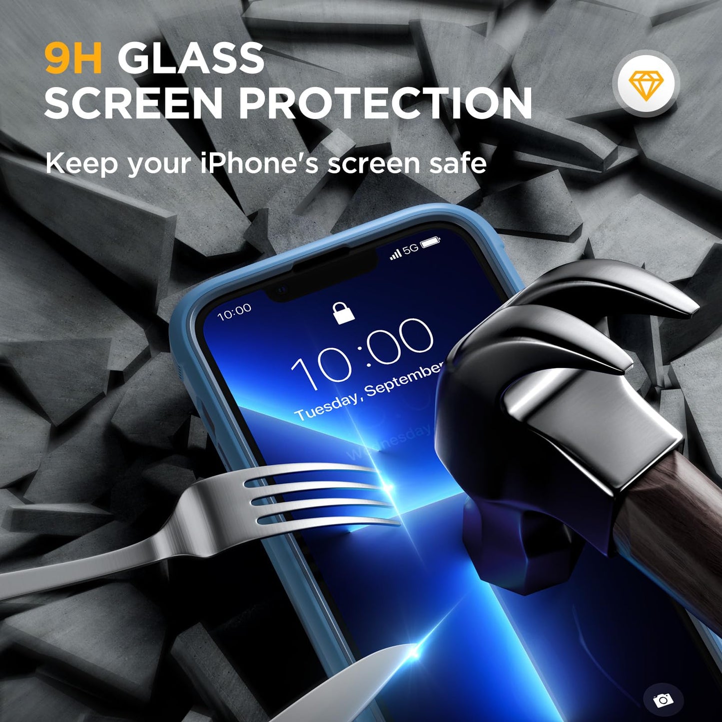 Miracase for iPhone 13 Pro Case 6.1",Full-Body Protection,Clear Bumper Case with Built-in 9H Tempered Glass Screen Protector,Military-Grade Drop Protection Outdoor Phone Case for iPhone 13 Pro,Blue