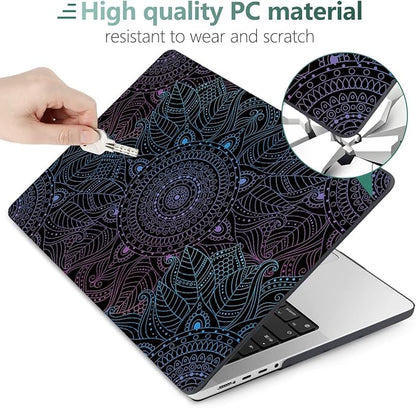 DONGKE for M4 MacBook Pro 16 Inch Case 2024 2023 2021 A3403 A3186 M3 A2991 M2 A2780 M1 A2485 Pro/Max Chip, Plastic Hard Shell Case & Keyboard Cover for Mac Pro 16 with Touch ID, Colorful Mandala