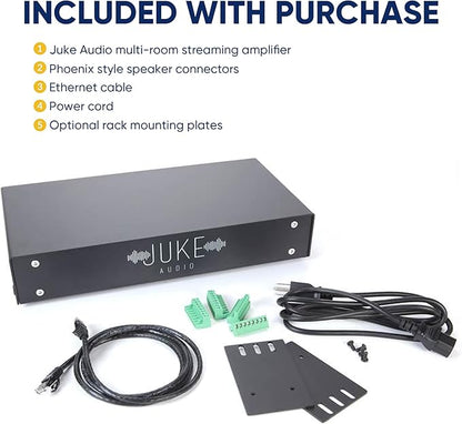 Juke-8: 8 Zone Multi-Room Amplifier | Built-in Music Streaming & Wireless App Control | Supports 8 Audio Sources Simultaneously | Whole Home Audio System | Airplay 2, Spotify Connect, Bluetooth