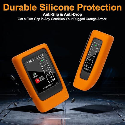 Network Cable Tester and Ethernet Tester with POE Detection, 300m Remote RJ45 Tester for Cat5/Cat6 Cable, Automatically Checks Continuity, Open, Short, Crossover (Battery Not Included)