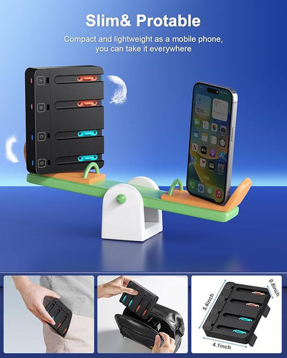 Controller Charger for Nintendo Switch 2 2025 and Switch 1, Horizontal Charging Dock Station for Joy con and for Joycon 2 Accessories with Foldable Storage Stand