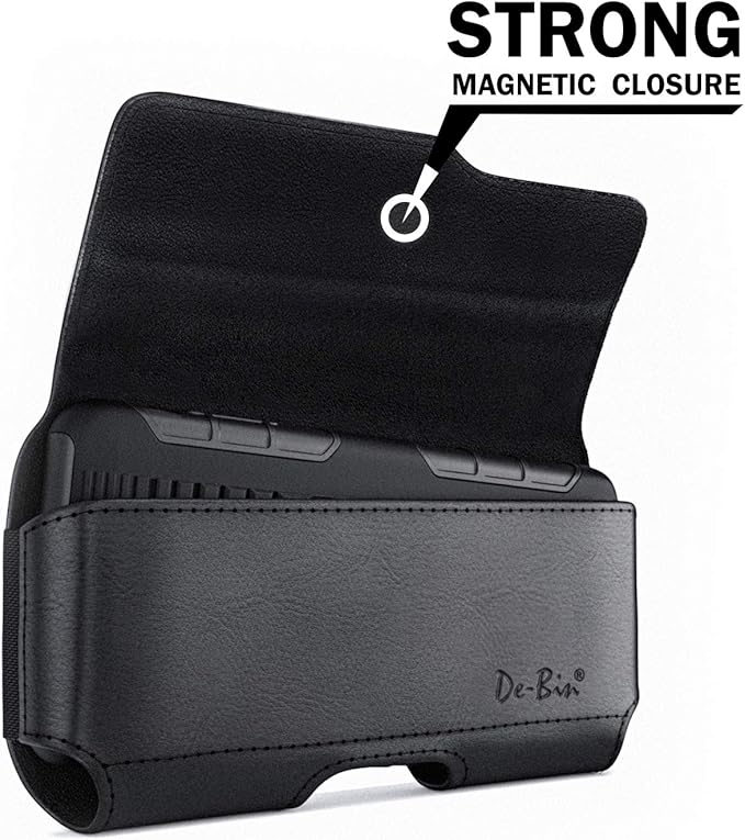 DeBin Case for Galaxy S25 Ultra S24 Ultra 5G, S24 FE, S23 Ultra, S22 Ultra, S21 Ultra, Note 20 Ultra - Cell Phone Belt Holster with Clip Pouch Holder Cover (Fits Samsung Phone with Case on) Black