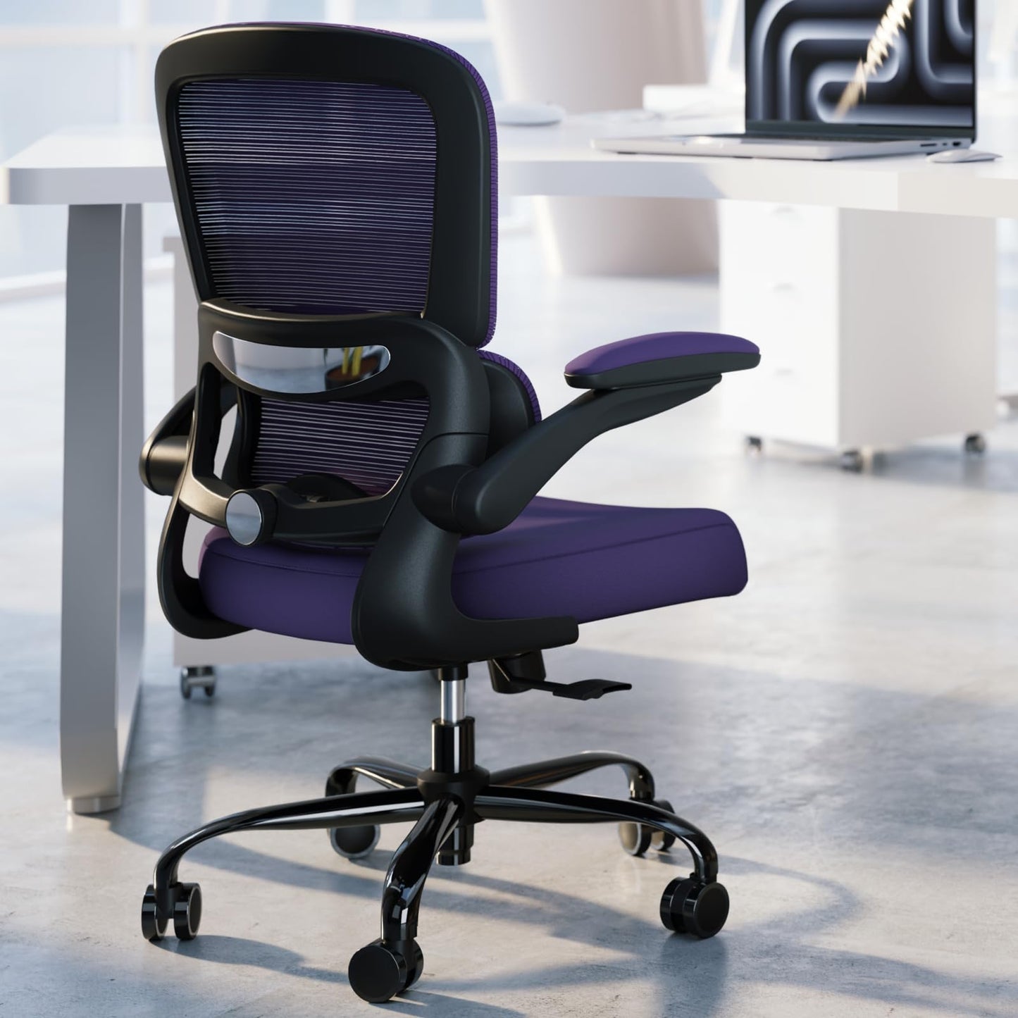 TRALT Office Chair - Ergonomic Desk Chair with Adjustable Lumbar Support, Mesh Computer Chair, Executive Chair for Home Office Comfortable Lumbar Support (1, Violet)