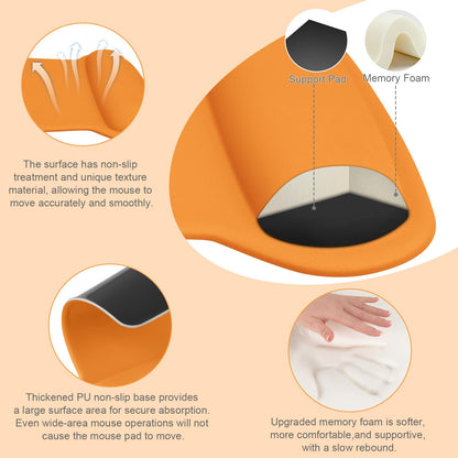 MOSISO Wrist Rest Support for Mouse Pad & Keyboard Set, Ergonomic Mousepad Non-Slip Base Home/Office Pain Relief & Easy Typing Cushion with Neoprene Cloth & Raised Memory Foam, Orange