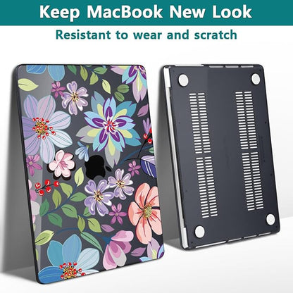 Teryeefi for MacBook Pro 14 inch Case M4 M3 M2 M1 Chip (2025 2024 2023 2021 Release) Model A3112 A3401 A3185 A2918 A2992 A2779 A2442, PC Hard Shell+Keyboard Cover Skin, Pretty Colorful Flower A004