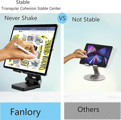 Folding Cell Phone Stand,Laptop Stand, Adjustable Height and Angle Foldable Cell Phone Stand Holder for Desk, Taller iPhone Stand Compatible with 4-11" Smartphones iPad Tablet Laptop (Black)