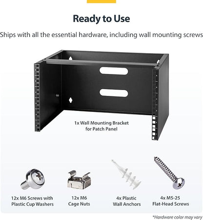 StarTech.com 6U Wall Mount Network Rack - 14 Inch Deep (Low Profile) - 19" Patch Panel Bracket for Shallow Server and IT Equipment, Network Switches - 44lbs/20kg Weight Capacity, Black (WALLMOUNT6)