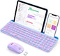 seenda Bluetooth Keyboard and Mouse for iPad, CTU-301 Multi-Device Bluetooth + 2.4G Wireless Keyboard Mouse with Tablet Holder for MacBook/Windows Computer, iOS/Andriod Tablet Phone, Blue & Purple