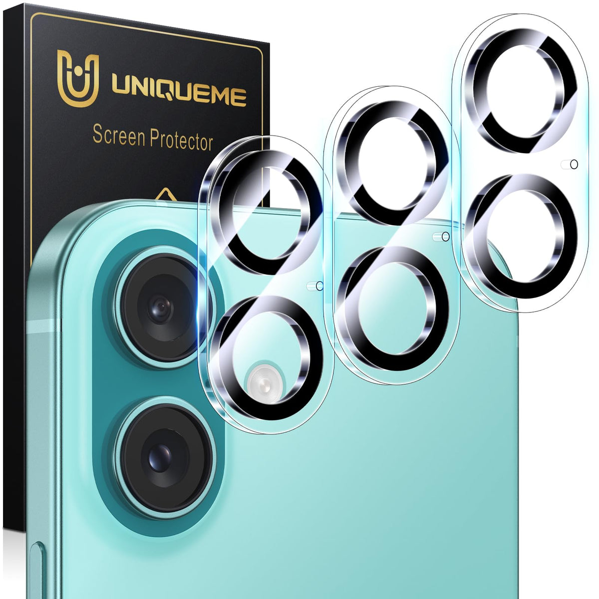 UniqueMe for iPhone 13 6.1"/13 Mini 5.4" Camera Lens Protector-Black Circle