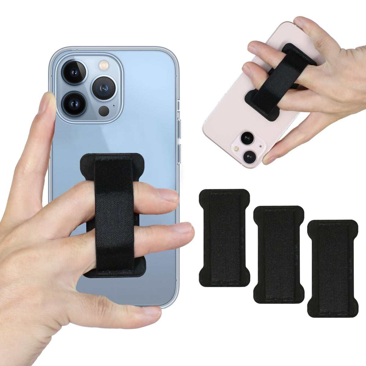 WUOJI Universal Phone Grip for Smartphones - Phone Holder for Hand for Back of Phone - Wireless Charging Compatible - 2Pack(Black Green)