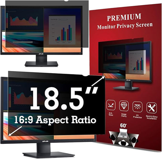 APeiSi 18.5 Inch Privacy Screen Filter for 16:9 Widescreen Monitor | Removable | Privacy Shield | Anti Glare | Anti-Blue Light | Eye Protection | Anti Spy | Laptop Security Private Protector