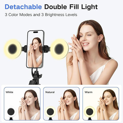 Metal Selfie Stick Tripod for iPhone with Light,70 inch Cellphone Selfiestick with Remote,Phone Tripod Holder for Video Recording,Portable Travel Selfie Stick Compatible with iPhone,Android and Gopro