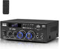 Romica Stereo Audio Amplifier, 2 Channel 450W x2 Bluetooth 5.0 Home Theater Power Amplifier with FM Radio, USB, SD, Optical & Coaxial Inputs, Amplifier for Passive Speakers and Active subwoofer