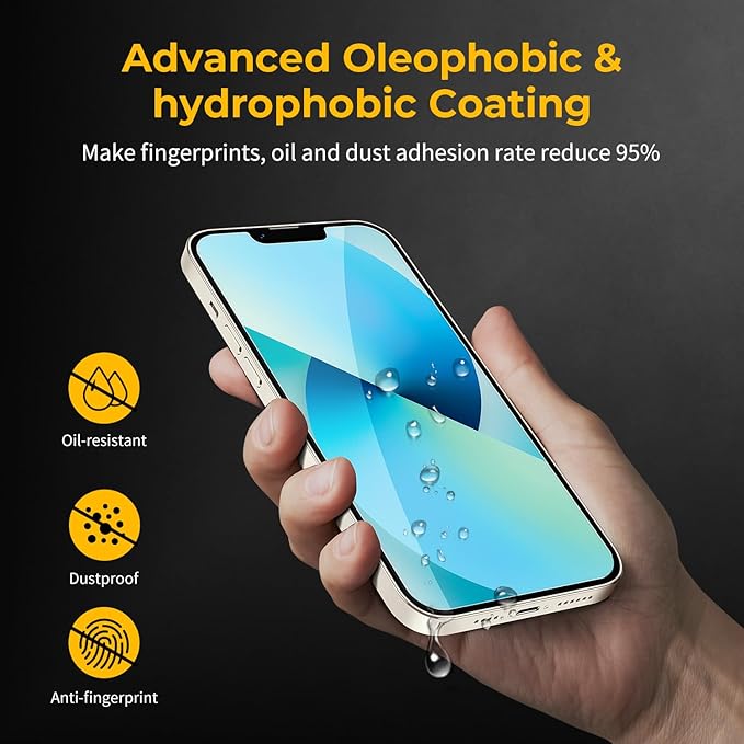 UNBREAKcable 2-Pack Screen Protector for iPhone 16e/13/13 Pro/14, Double Shatterproof Tempered Glass [Easy Installation Frame] [9H Hardness] [99.99% HD] [Case Friendly] for iPhone 6.1 inch