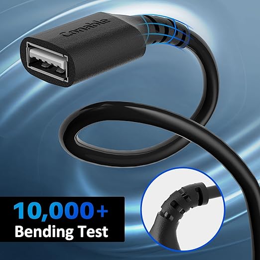 3 Pack USB Extension Cable 2 FT, Short USB 2.0 Type A Male to Female Extender Cord Adapter, Compatible with Printer, Keyboard, Mouse, Flash Drive, Hard Drive, Controller, Black Cable with 5 Cable Ties