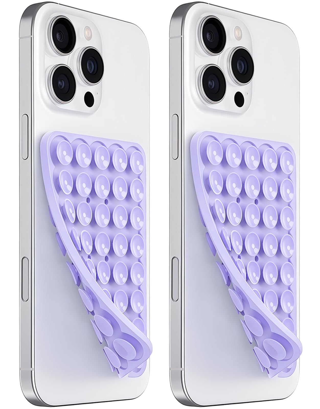 LvShuLiangPin Anteel 2 Pack Silicone Suction Cup Phone Case Mount Double Sided, Hands-Free Strong Grip Silicon Phone Holder, Non Slip Phone Accessories for Selfies and Videos (Lavender)