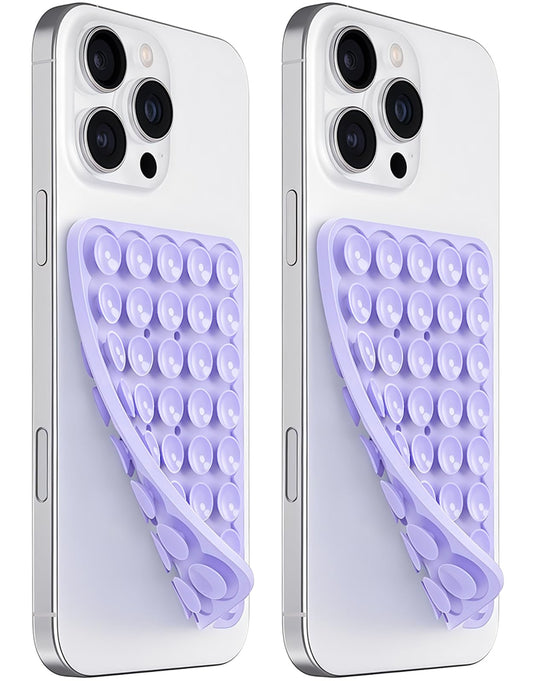 LvShuLiangPin Anteel 2 Pack Silicone Suction Cup Phone Case Mount Double Sided, Hands-Free Strong Grip Silicon Phone Holder, Non Slip Phone Accessories for Selfies and Videos (Lavender)