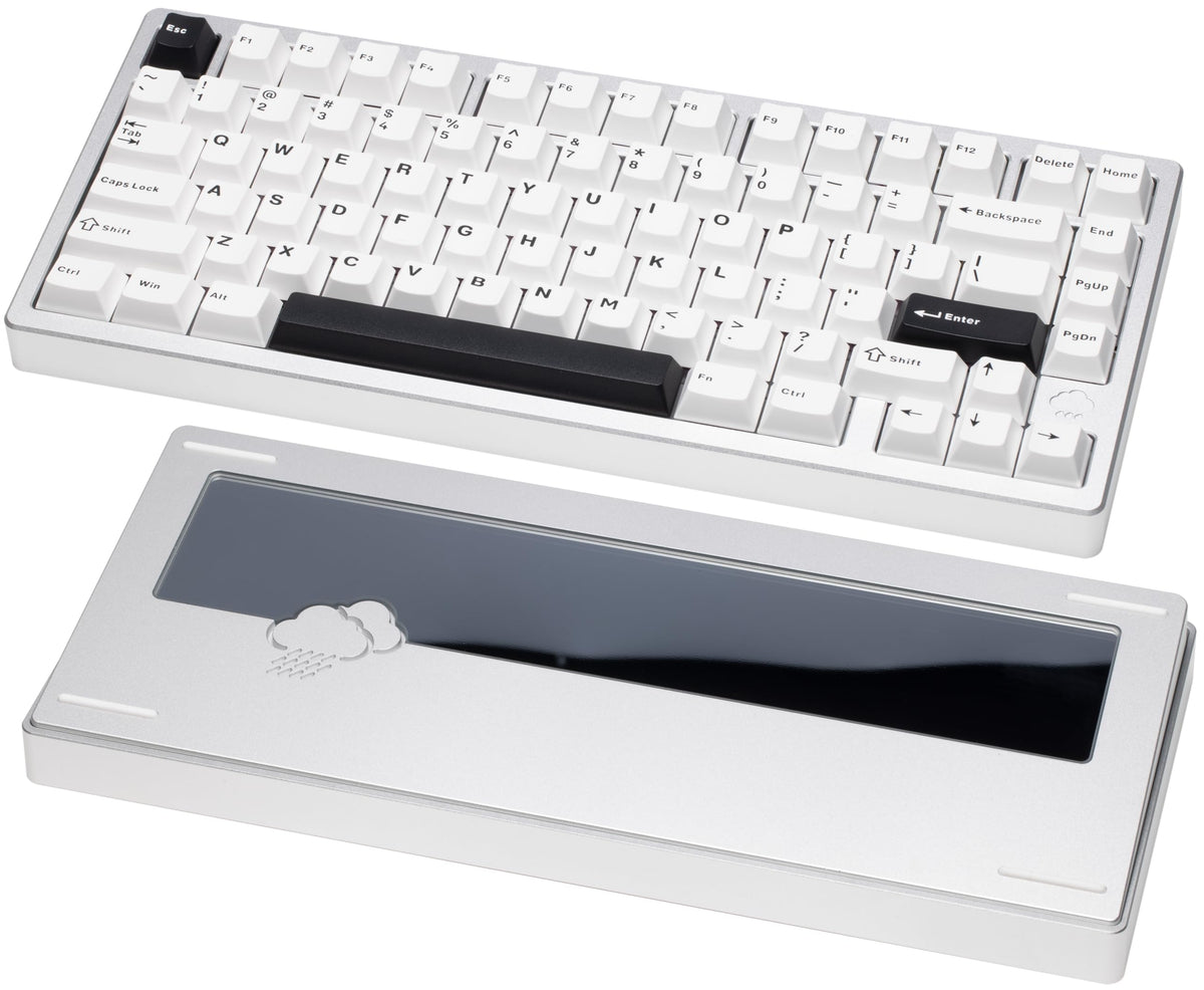 KEEBMONKEY WOBKEY Rainy 75 CNC Aluminum HMX/JWK/Cocoa Switches Triple-Mode Connectivity Mechanical Keyboard with Superior Acoustics, RGB/FR4/Silver SUS304/7000mAh/Cocoa Switch (Pro - Red Velvet)