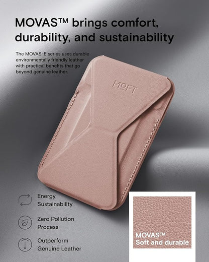 MOFT Magnetic Wallet Stand Compatible with iPhone 16/15/14/13/12 Series, Angle Adjustment & Magsafe Compatible MOVAS Phone Stand,Classic Nude