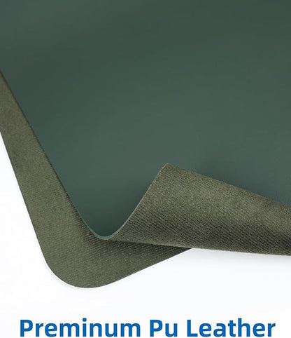 Leather Desk Pad Blotter,Mouse Pad,Office Desk Mat, Non-Slip PU Leather Desk mat,Large Desk mat,Waterproof Keyboard mat for Office/Home/Decor (Dark Green,35" x 17")