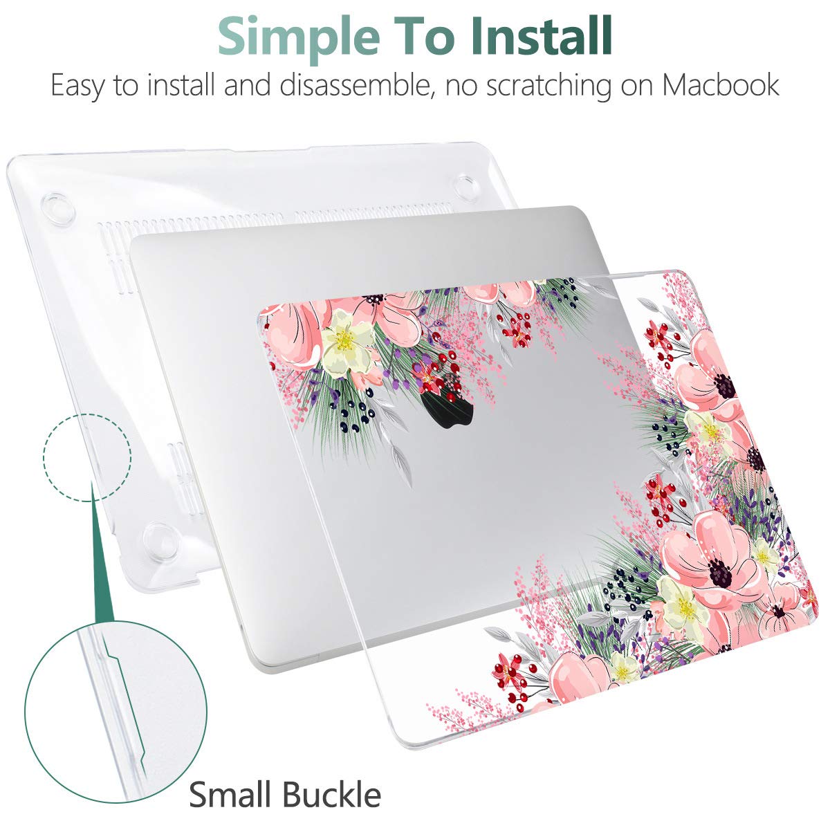 Laptop Case for MacBook Air 13 2020 2019 2018 with Touch ID & Retina Display Floral Series Hard Shell with Keyboard Cover Screen Protector for New Mac Air 13.3 inch A2337 A2179 A1932, Beautiful Floral