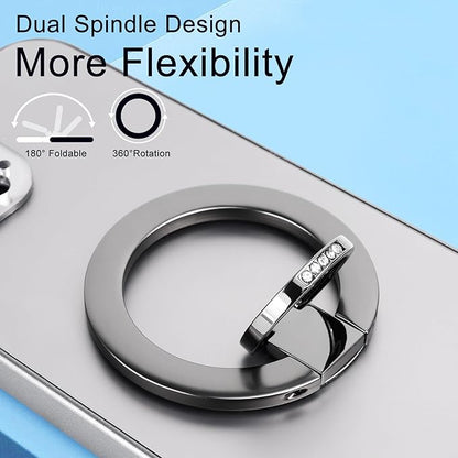 Magnetic Phone Grip for MagSafe, EI Sonador Magnet Phone Ring Holder, Removable, Compatible with iPhone 14 Plus 13 12 Pro Max Mini (Diamond Silver)