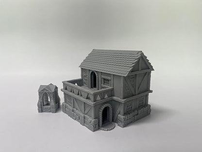 Paintable Tabletop Miniature Little Town Building Terrains Compatible with RPG War Games - 18mm Scale Dioramas Building Set Scenery with Medieval Architecture Style by HAUTICO (HVillageHouses7-1)