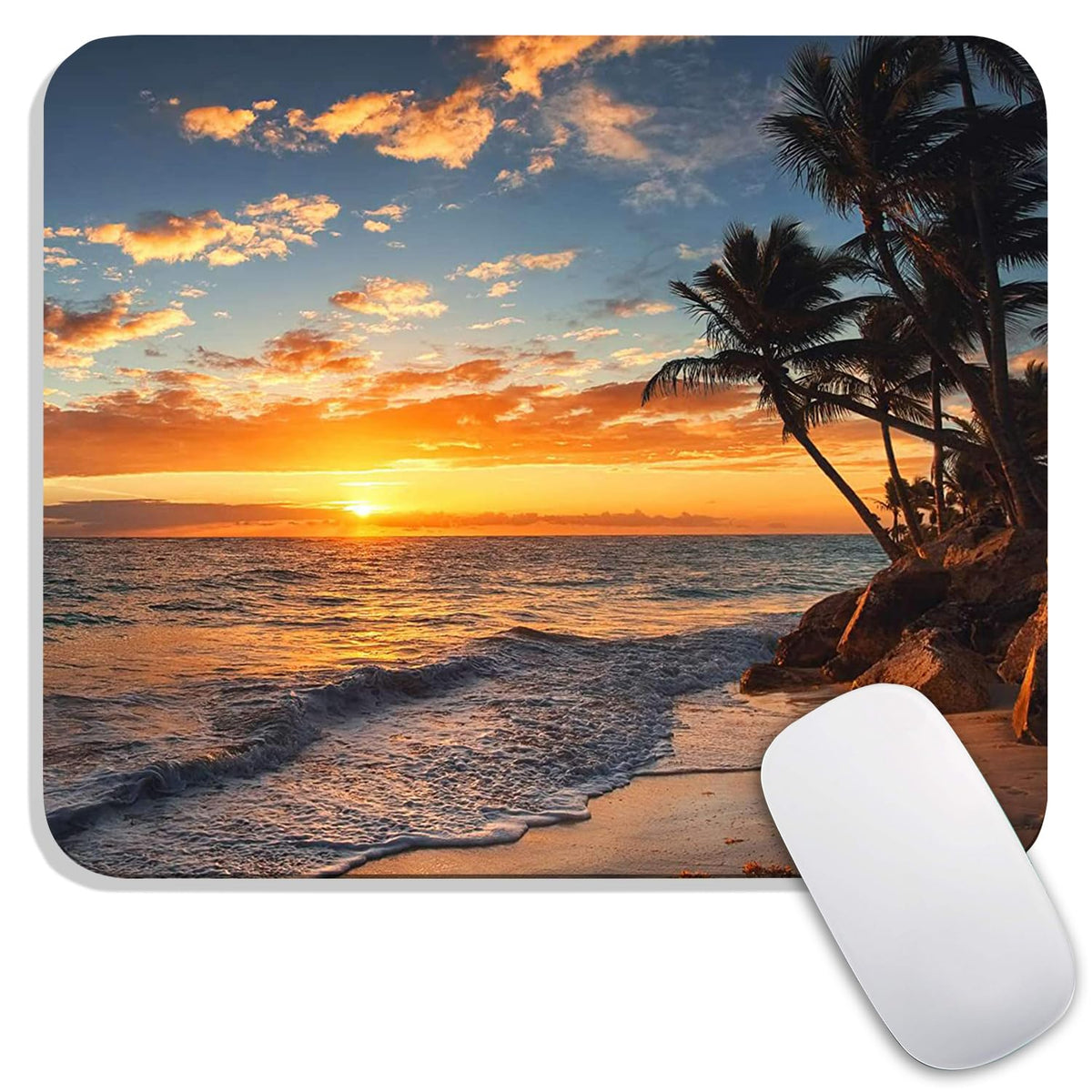 Armanza Square Mouse Pad Apricot Flower, Personalized Premium-Textured Custom Mouse Mat Design, Washable Mousepad Cloth, Non-Slip Rubber Base Computer Mouse Pads for Wireless Mouse